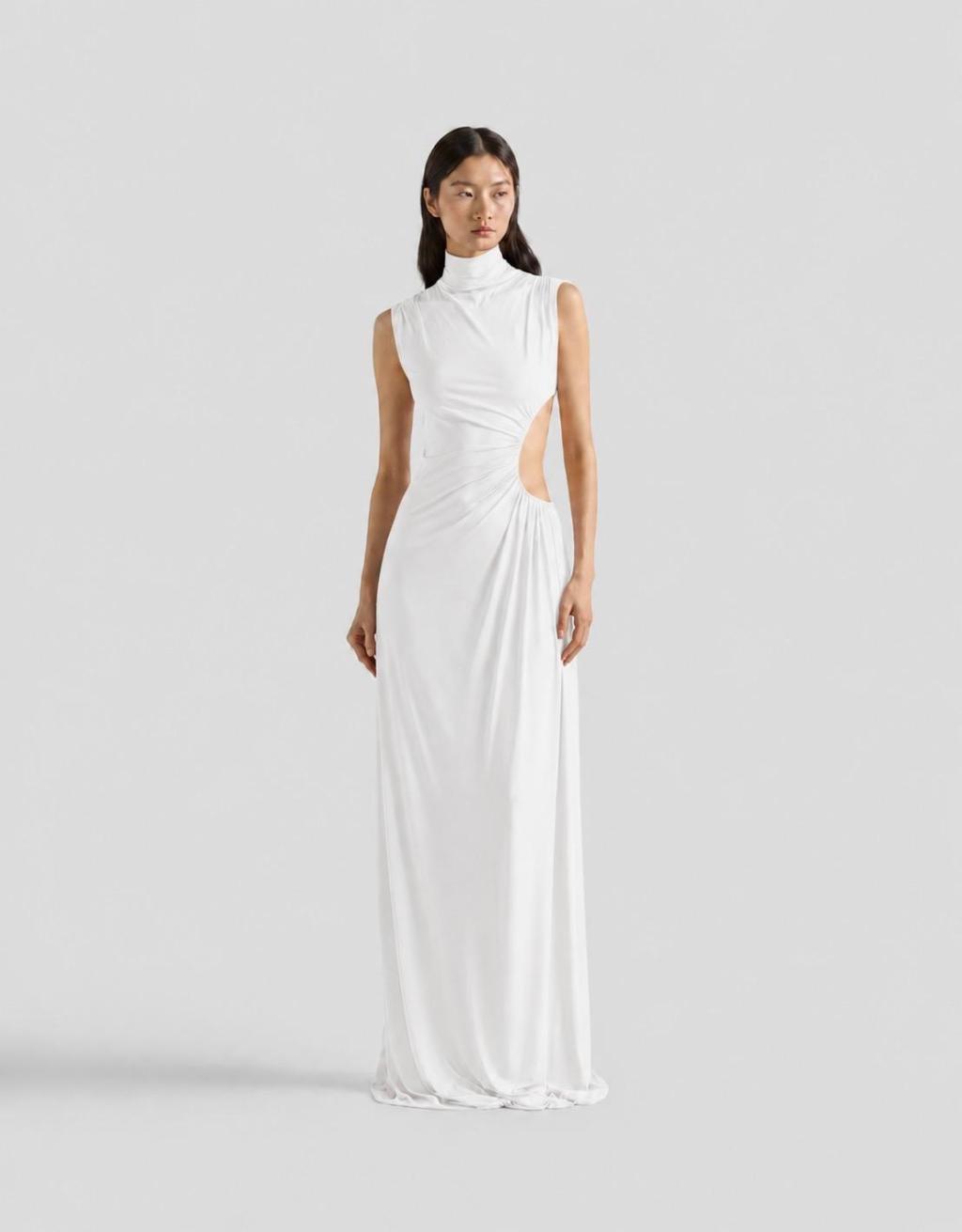 Cut-Out Dress In White Strech Jersey